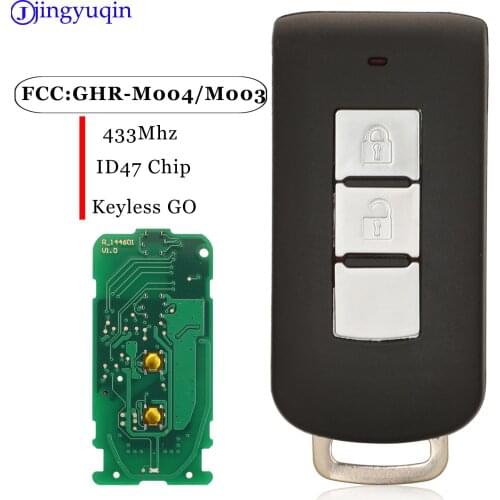 Jingyuqin For Mitsubishi Montero L200 Pajero Sport Keyless Go Smart Remote Car Key Fob 433Mhz ID47 HITAG3 NCF2952X Chip 2Buttons