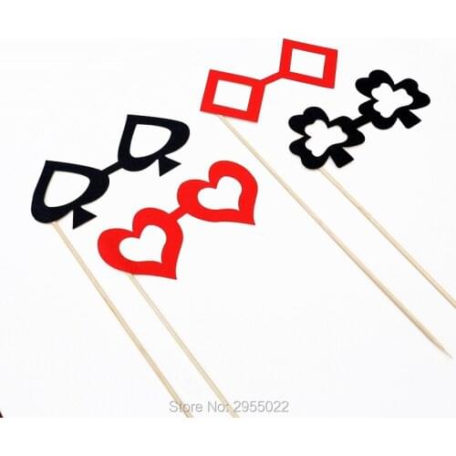 The Casino Glasses Collection,Set of 4 Photo Booth Props,party decor,party masks Birthday,Diamond,Club, and Heart Shaped Glasses