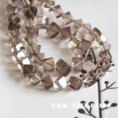 10pcs/lot natural stone smoky crystal cube loose beads DIY jewelry making DIY for women