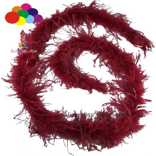 Hot 2 Meters burgundy Ostrich Feathers Boa Fashion Feathers For Wedding Decoration Dance Performance craft feathers