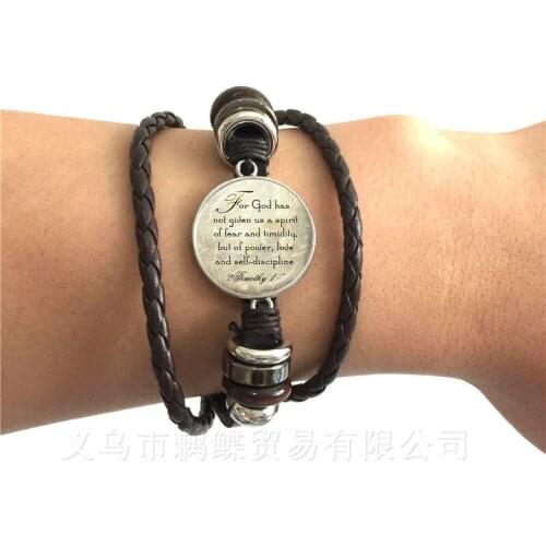 Trendy Psalm Bracelet Charms Handmade Round Glass Letter Bracelet Bible Quote Jewelry Gift For Christian Women Men