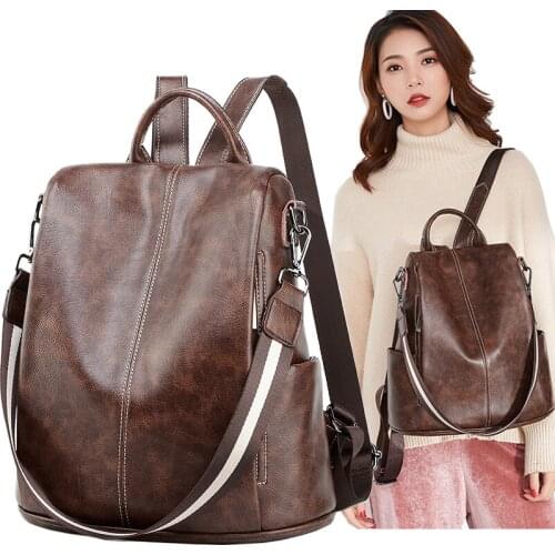 Fashion anti-theft backpack female 2020 New Waterproof soft leather retro multi-function travel bag modern lady banquet bags