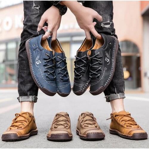 Mens new hand-sewn casual shoes, mens low-top business casual shoes