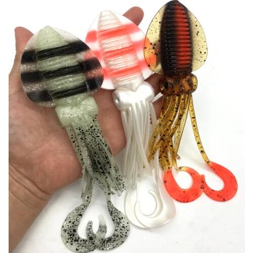 12cm/15cm/18cm Fishing Soft Lure Luminous/UV Squid Jig Fishing Tuna Lures Octopus Skirts Sea Fishing Wobbler Bait Lure Leurre