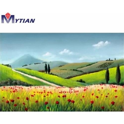 Valley Field of Flowers,Hills,Diamond Painting Kit,Mytian 5D DIY Diamond Embroidery Full Drill Mosaic Paint By Number Home Decor