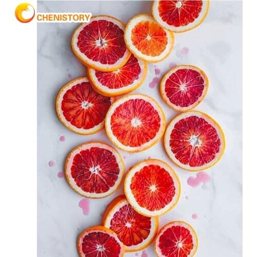CHENISTORY Grapefruit Oil Painting By Numbers Fruit For Kids Paints By Number Canvas Modern Painting 60x75cm DIY Gift Decor Art