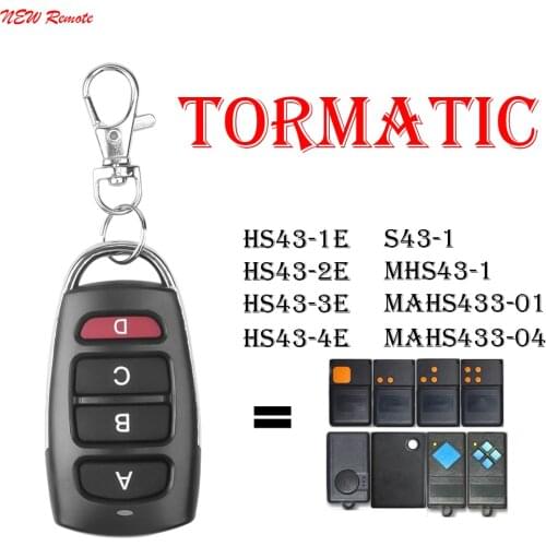 NEW 100% Clone TORMATIC Garage Remote Control TORMANTIC HS43-1E S43-1 HS43-2E MHS43-1 HS43-3E MAHS433-01 HS43-4E MAHS433-04 Key