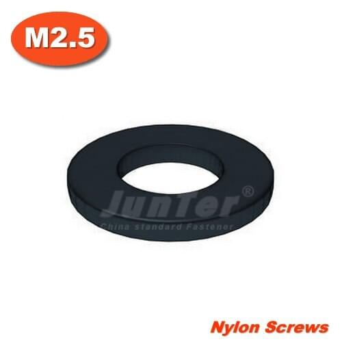 100pcs/lot M2.5(ID) x 5(OD) x 1mm Thick Black Nylon Flat Washer