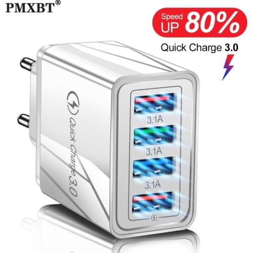 PMXBT Quick Charge 3.0 4.0 USB Charger Multi Port QC3.0 Fast Charging EU US Plug Wall Charger Adapter For iPhone Samsung Xiaomi