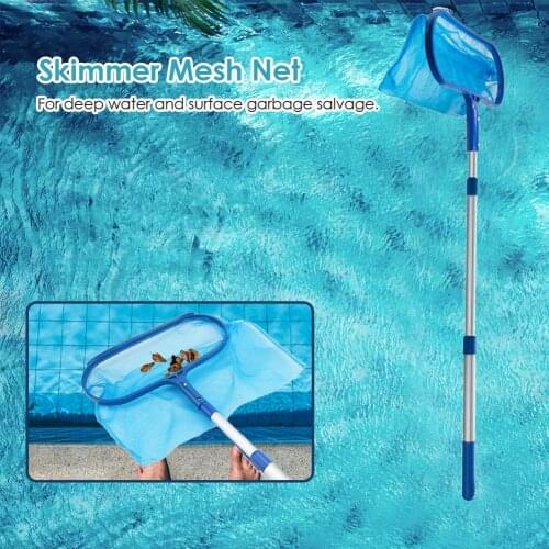Swimming Pool Cleaning Net Mesh Leaf Catcher with Deep Bag 5 Section Telescopic Poles Professional Pond Fountain Rubbish Skimmer