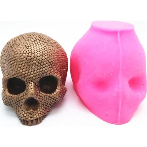 Silicone mold Gold piece 3D skull head diy resin plaster mold handicraft decoration model tool chocolate candle kitchen baking u