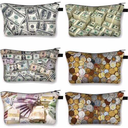Funny Money Art Print Cosmetic Case Women Makeup Beauty Bags Ladies Lipstick Storage Bags for Travel Girls Cosmetic Bag Gift