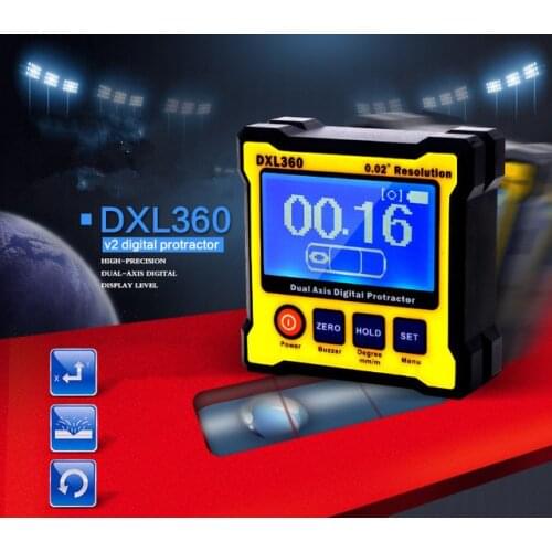 DXL360 High accuracy Dual Axis Digital Angle Protractor Angle meter Dual-axis Digital Level gauge with 5 Side Magnetic Base