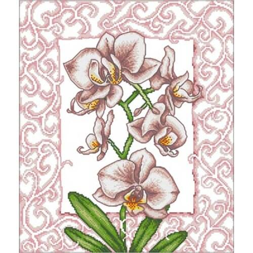 Shaded pink orchid patterns Counted Cross Stitch 11CT 14CT 18CT DIY Chinese Cross Stitch Kits Embroidery Needlework Sets
