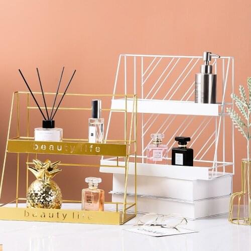 Iron Wire Kitchen Storage Rack Cosmetic Makeup Basket Metal Spice Seasoning Holder Bathroom Shelf Desktop Hollow Dish Organizer