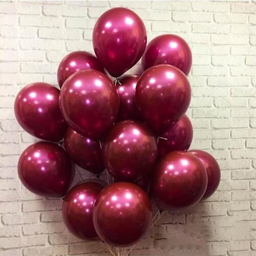 10pcs Metallic Ruby Red Latex Balloon Chrome Classics Metal Red Double Balloon Wedding Valentines Day Decor Birthday Balloon