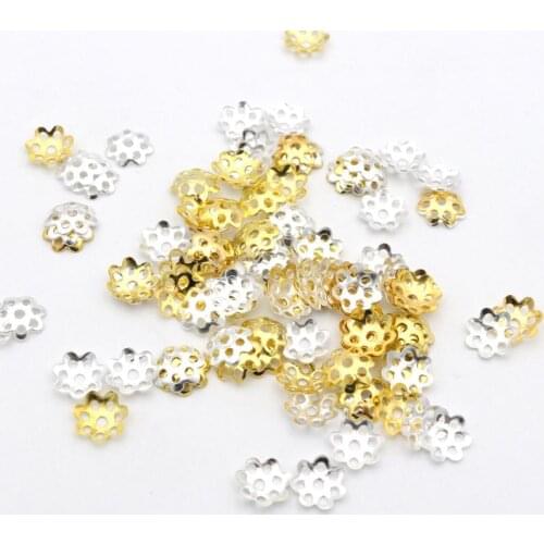 150Pcs Mixed Gold Silver Flower Beads End bead Caps for Jewelry Making Finding Diy Accessories Component Needlework Wholesale