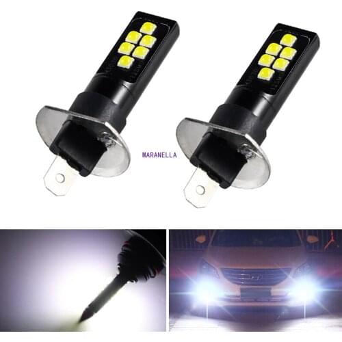 2Pcs Super Bright H1 Led Bulbs Fog Running Light 6000K White 3030 12SMD 1200Lm Univeral Canbus Lamp Car Fog Front Head Light