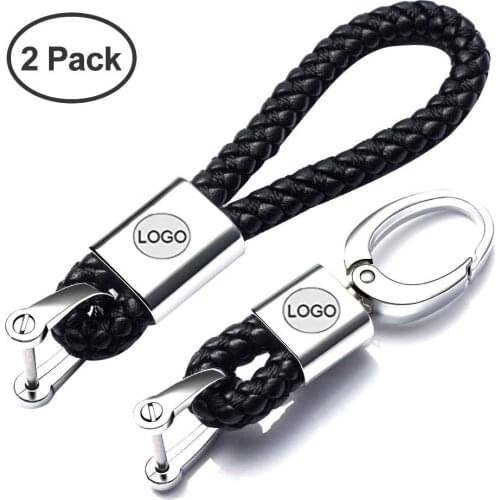 2Pack Genuine Leather Car Logo Keychain For Your Love Car Key Chain Keyring With Logo Car Key Accessories