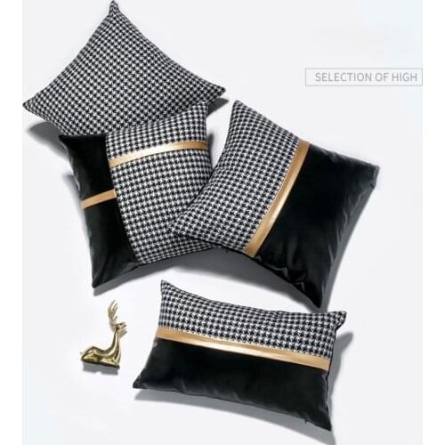 2020 PU Stitching Cushion Cover 30*50 Pillow Covers Decorative For Living Room Sofa Car Pillow Case Luxury Velvet Cushion Cover