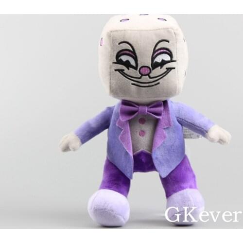 27 CM Game Cuphead King Dice Plush Toys Peluche Cute Monsters In purple Coat Soft Stuffed Doll Women Kids Birthday Gift
