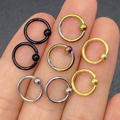 4 PCS /Pack Stainless Steel Bead Ring Ear Hoop Nose Ring Loop Ear Tragus Cartilalge Piercing Ring Body Jewelry Earring Nose Ring