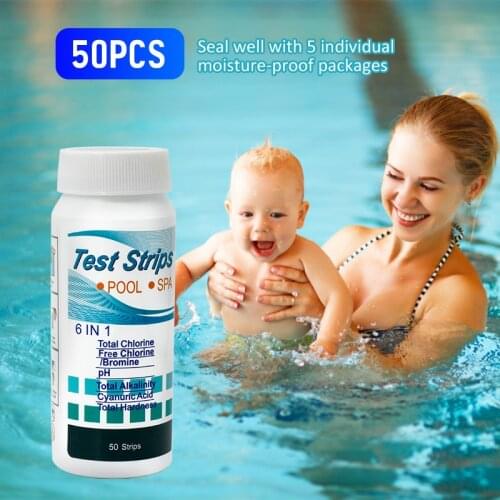 50 Pcs Value Water Quality Chlorine And Ph Pool Meter 3-In-1 Pool Tablets Hardness Chlorine Tablets Swimming Pool Test Strip