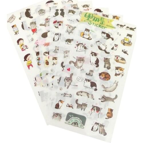 6Sheets Cute Cartoon Cat Girl Album Diary Calendar Craft Scrapbooking Sticker DIY Scrapbooking Paper Diary Album Decoration