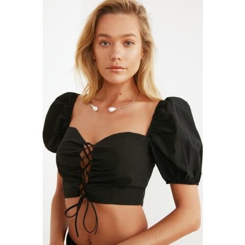 Trendyol Lacing Detailed Poplin Blouse TBESS21BZ1071