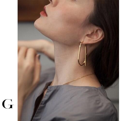 GHIDBK Stainless Steel Minimalist Wire Big Hoop Earrings 2020 Trendy Irregular Statement Earring Simple Street Style Earring
