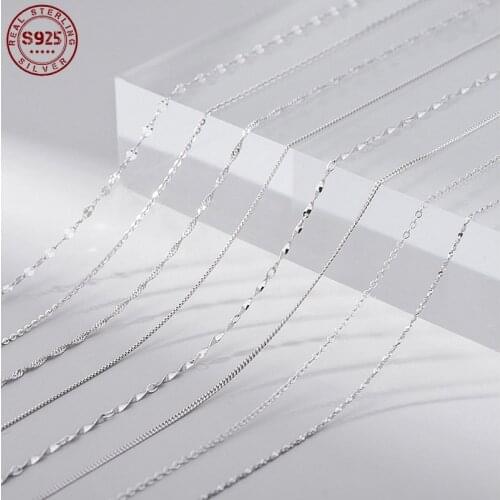 Chain Necklace for Women Real Sterling Silver 925 O-Chain Women Choker Necklace Fine Jewelry Accessories Wholesale