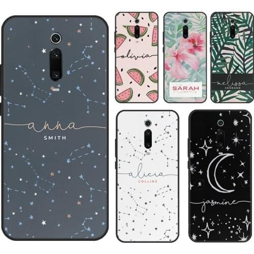 Custom Initials Name Stars Space Palm Trees Case For POCO F2 Pro F1 X3 Funda For Xiaomi Mi Note 10 Lite Mi 9 10 9T Pro A3 Coque
