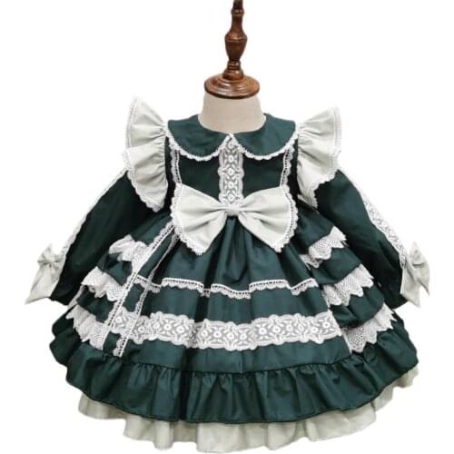 2PCS Miayii Baby Clothing Spanish Princess Ball Gowns Lace Bow Stitching Birthday Party Lolita Easter Dress For Girls Eid A22