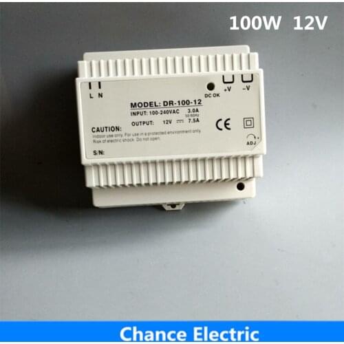 DR-100-12 Din Rail switching Power Supply 100W 12V dc for led driver free shipping