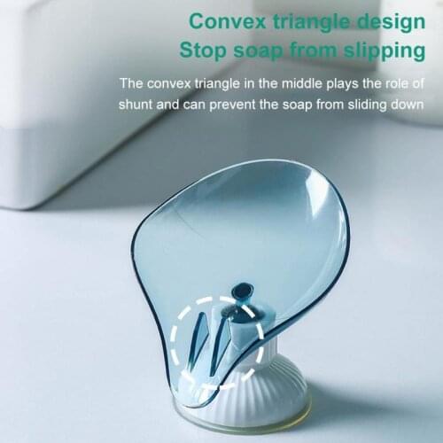 Leaf Shaped Drain Soap Box Bath Shower Soap Holder Creative Rotating Sucker Soap Dishes Bathroom Kitchen Supplies Storage Tray