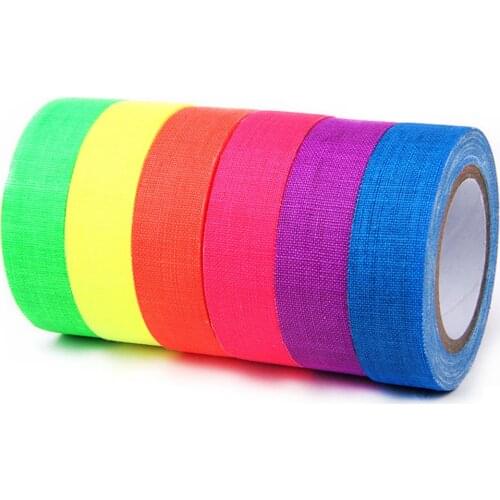 6 Rolls 5mx15mm Fluorescent Uv Cotton Cloth Tape 6 Colors High Viscosity Luminous Purple Lamp Tape Film Vision Stage Magic Prop