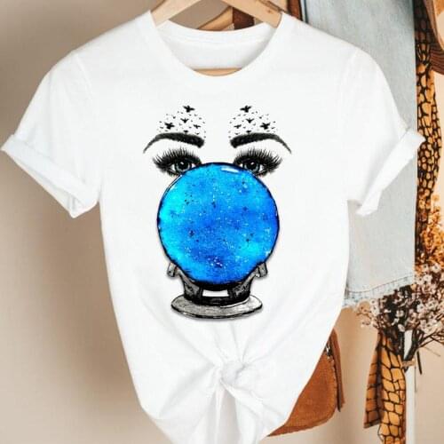 Women Clothes Eyelash Lovely Make Up 90s Trend Cartoon Summer Short Sleeve Tshirt Female Tee Print Fashion Top Graphic T-shirt