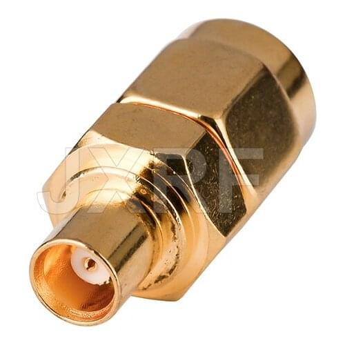 JXRF Coaxial Coax Adapter SMA Male Plug to MCX Female Jack Straight Gilded MCX to SMA Connector