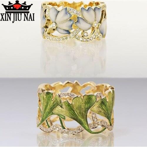 S925 silver tile mosaic color female creative style epoxy color matching butterfly enamel Vintage garden diamond rings for women