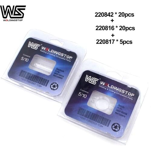 W.S 220842 220816 220817 electrode nozzle 85A shield 20+20+5 plasma cutter torch consumable kits 45pcs