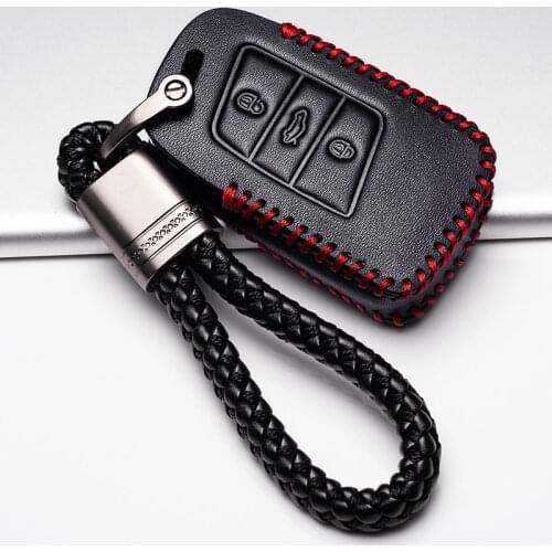 Leather Car Key Remote Cover Case For Volkswagen Tiguan MK2 Magotan Passat B8 CC 2017 2018 For Skoda Superb A7
