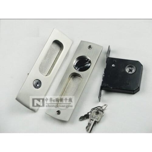 Bed Bath Sliding Pocket Door Lock Mortise Lock Set in Privacy Hook Bolt (Door Thickness: 38-48mm)