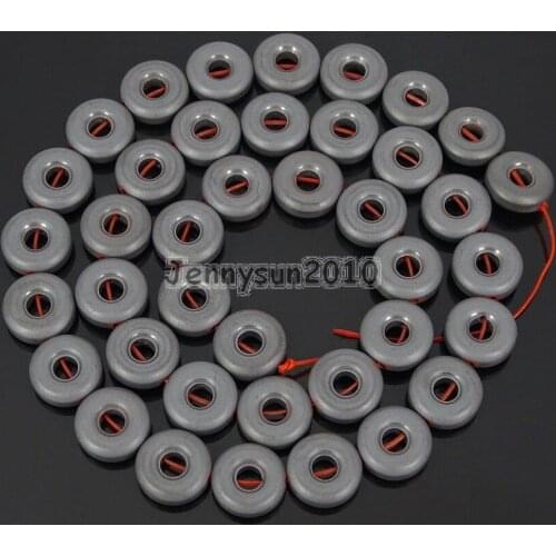 Natural Hematite Gems Stones 10mm Round Donut Ring Beads Non Magnetic Matte Black Jewelry Making 5 Strands/Pack