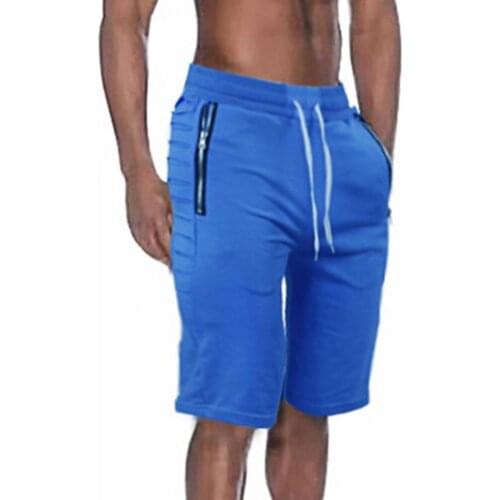 Summer Men Shorts Sports Solid Color Loose Men Zipper Pockets Drawstring Shorts Streetwear plus size ropa mujer