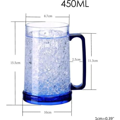 M5TF Freezer Ice Beer Mug Double Wall Gel Frosty Beer Cup Drinking Glasses Wine Cup