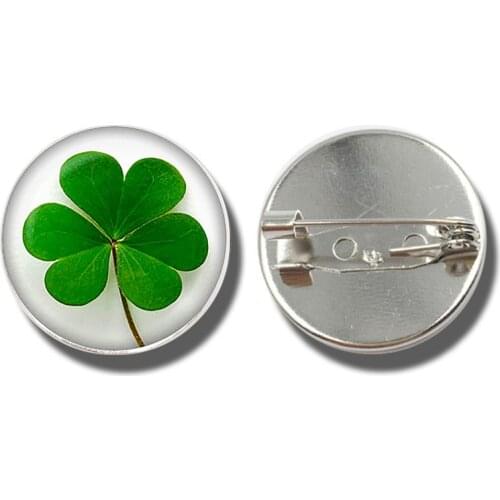 Fashion Shamrock Four Leaf Clover Brooch Women Girls Accessories Lucky Badge Pins Jewelry Christmas Gift Graduation Gift