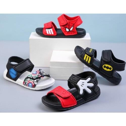 Summer New Soft Non-Slip Beach Shoes Captain America Spiderman Mickey Open Childrens Sandals Wild Boys Girls Student Kids Shoe