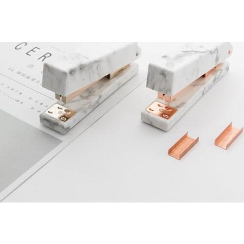 Creative Marble Stapler Needle Set Rose Gold 12# Handheld Stapler Stationery Small Business Supplies Mini School Supplies