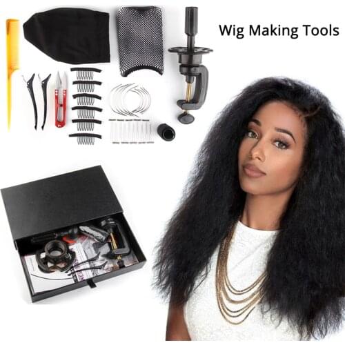 Wig Kit For Making Human Hair Wigs Comb/Clips/Mannequin Head Stand/Dome Cap For Making Wig/Curved Needle/Wig Thread/Hair Brush