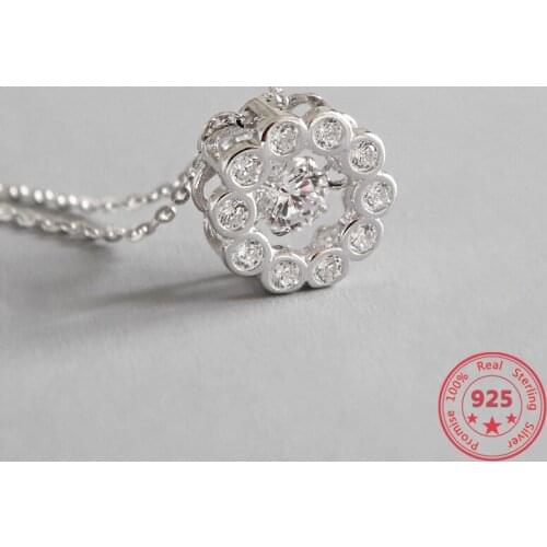 2019 New Arrival Pure 925 Silver Necklace Chic Fashion Round Zircon Hollow Circle Pendant Necklace Jewelry Gift Drop Shipping